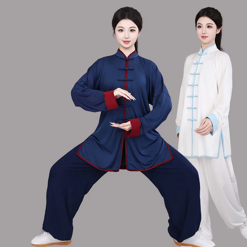 Chinese Style Tai Chi Suit Women Men Vintage Button Wushu Practice Outfit Outdoor Morning Exercise Wing Chun Shaolin Set