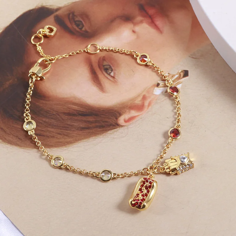 KS اللون الأوروبي والأمريكي بسيط ومتعدد الاستخدامات لطيف متعة الإبداعية هوت دوج البطاطس المقلية التصميم مزاجه سوار