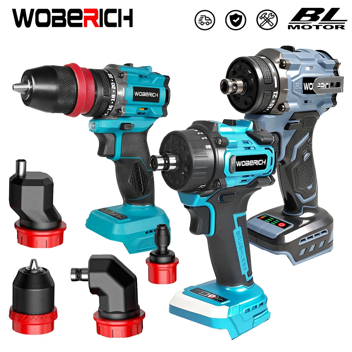 

Беспроводная электрическая дрель-шуруповерт 2-в-1 / 5-в-1, бесщеточный, перезаряжаемый, ручной электроинструмент (без аккумулятора) для Makita 18В (сменные насадки)