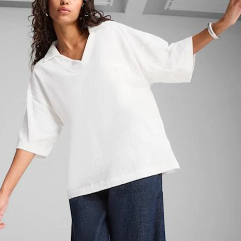 Puma genuine comfortable summer style women's loose and simple V-neck casual short sleeved shirt 629386-02