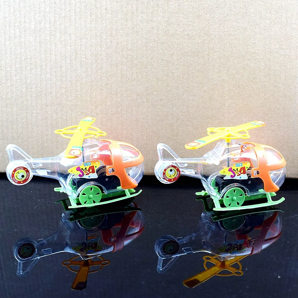 1PCS Novelty Creative Clockwork Helicopter Toy Transparent Mini Airplane Children's Educational Fun Toy Color Random