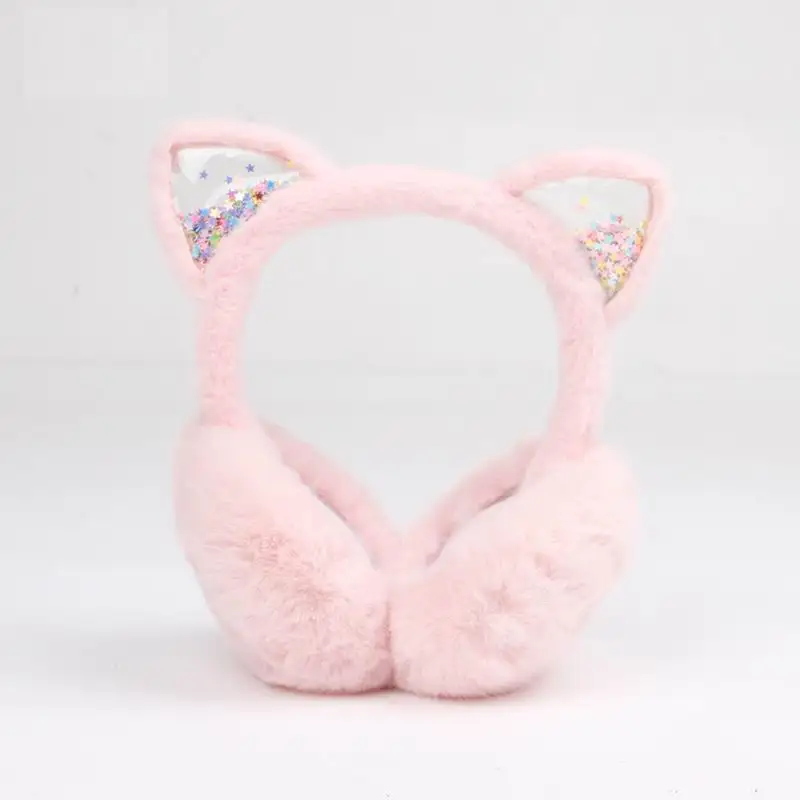 หูแมวน่ารัก Glitter Warm Plush Earmuff เด็ก Cache Oreilles เด็ก Muffs หูสำหรับ Boy Earmuffs สำหรับสาวอุ่นฤดูหนาว h299