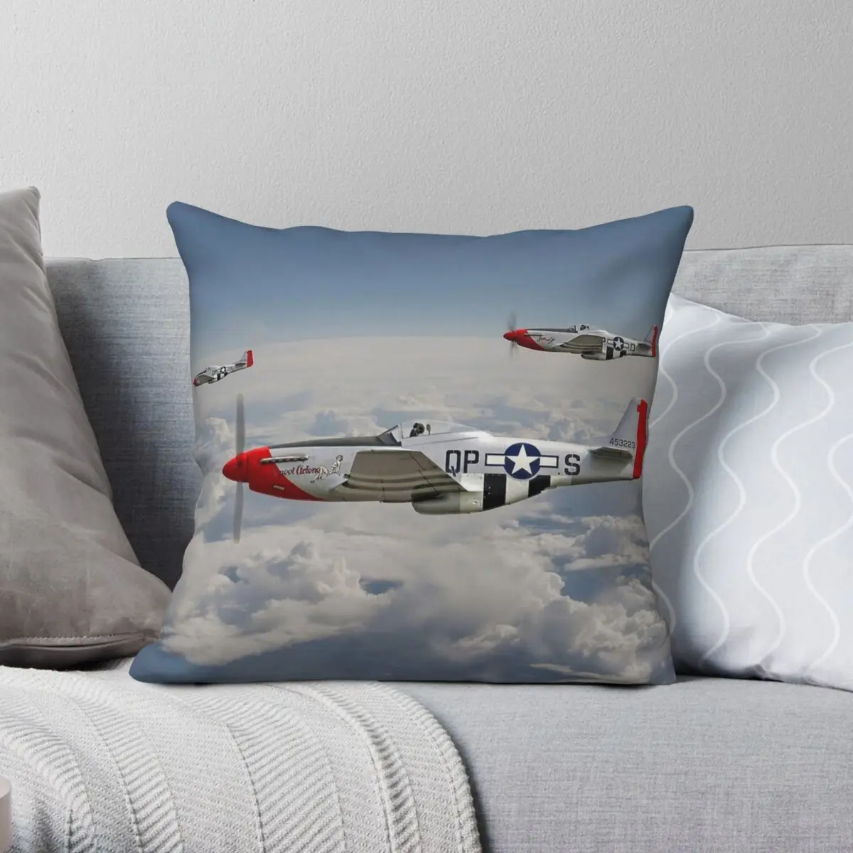 334th Fighting Squadron Pillowcase Polyester Linen Velvet Pattern Zip Decorative Pillow Case Home Cushion Case