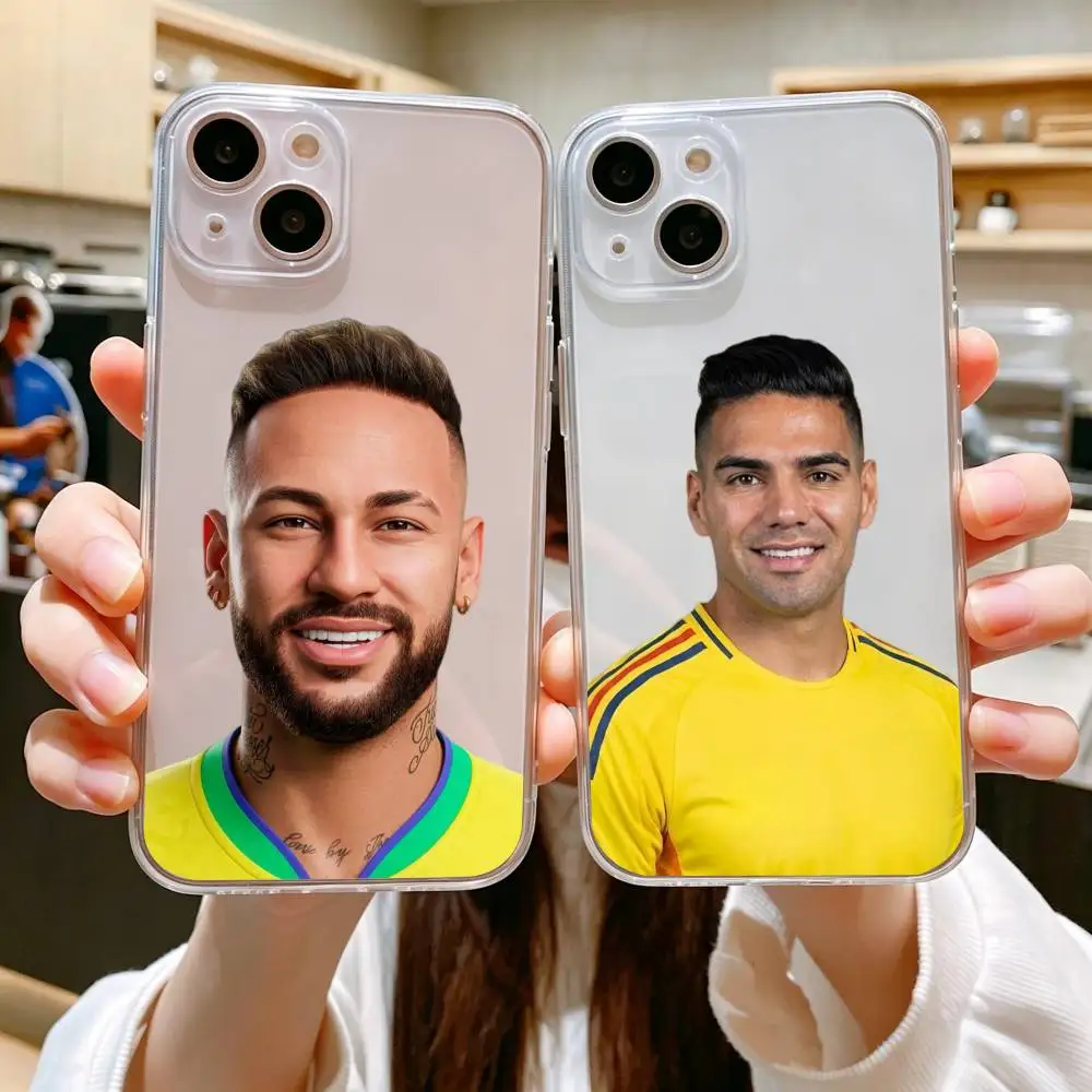 CR7 Neymar Anti-Fall Transparent Printed Phone Case For iPhone 11/12/13/14/15/16/17 Plus, Pro, Pro Max & Air