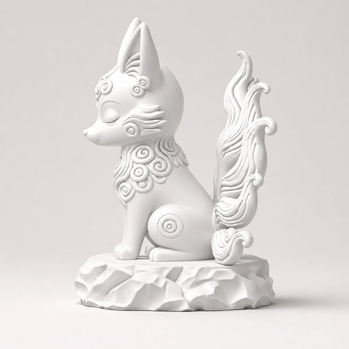 8*6.8cm) 3D Print Elegrant Nine-Tailed Sweet Fox Desk Figurine