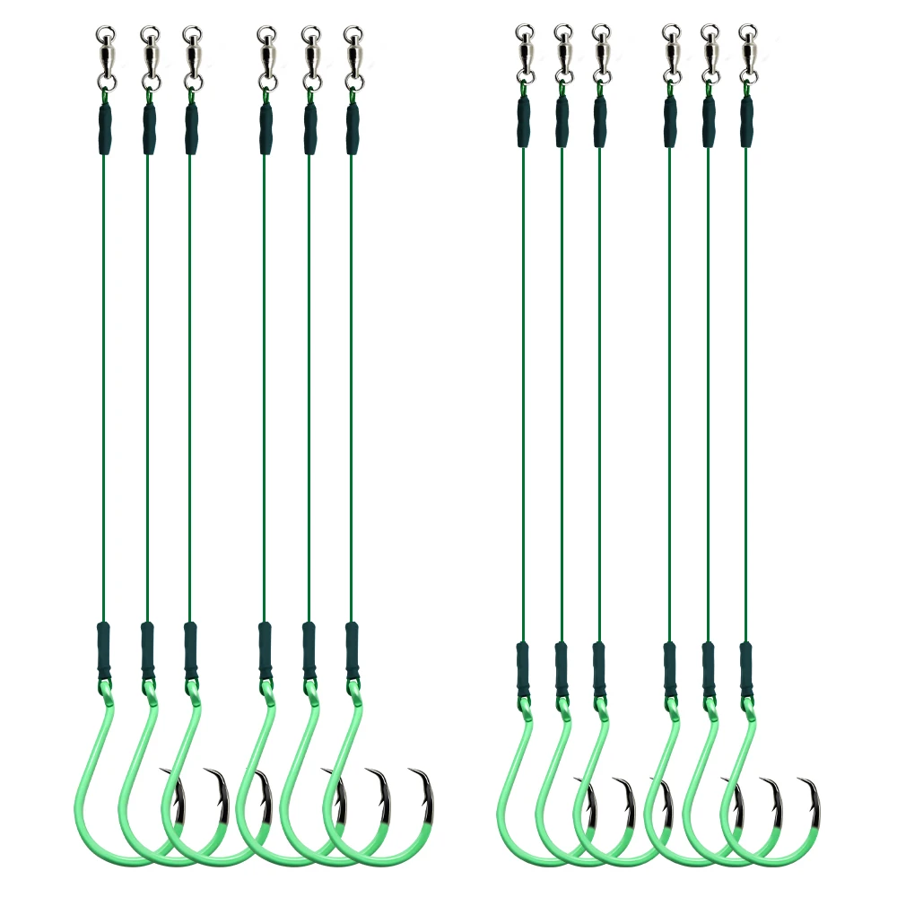 ZYZHE 3/6 Stück Kreishaken-Rigs mit Edelstahl-Leadern und leuchtendem Adlerhaken für Süß- und Salzwasser-Angeln – Detail 15