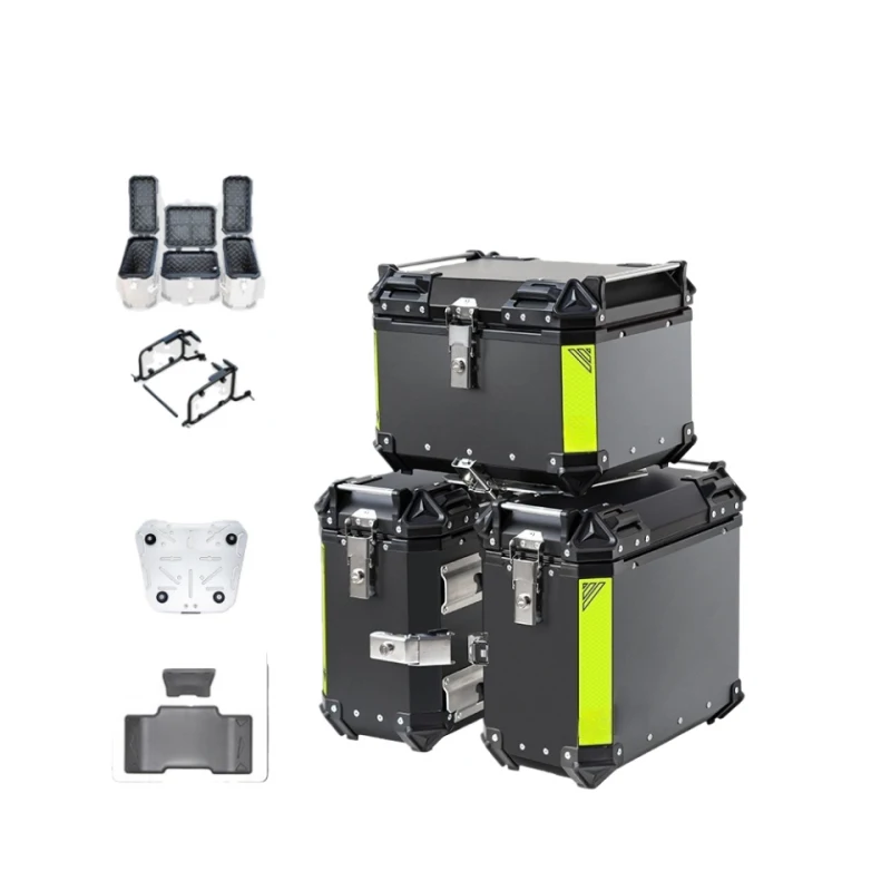 Hot Selling 74L Motorcycle Side Box, Aluminum Alloy Pannier Case, Universal Motorcycle Storage Box with Internal Strap System
