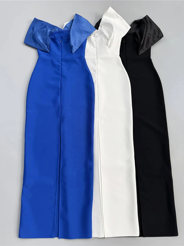 Sexy weg von der Schulter Diamanten Verbandkleid Frauen schwarz ärmellos glänzende Kristall figurbetont lange Kleider Abend Party Kleider