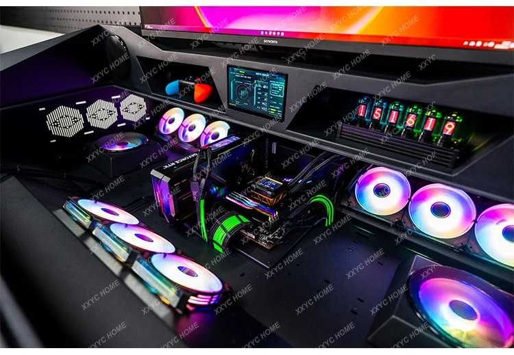 حافظة كبيرة غير منتظمة ومبردة بالماء وشفافة بالكامل، مكتب ألعاب خيال علمي رائع