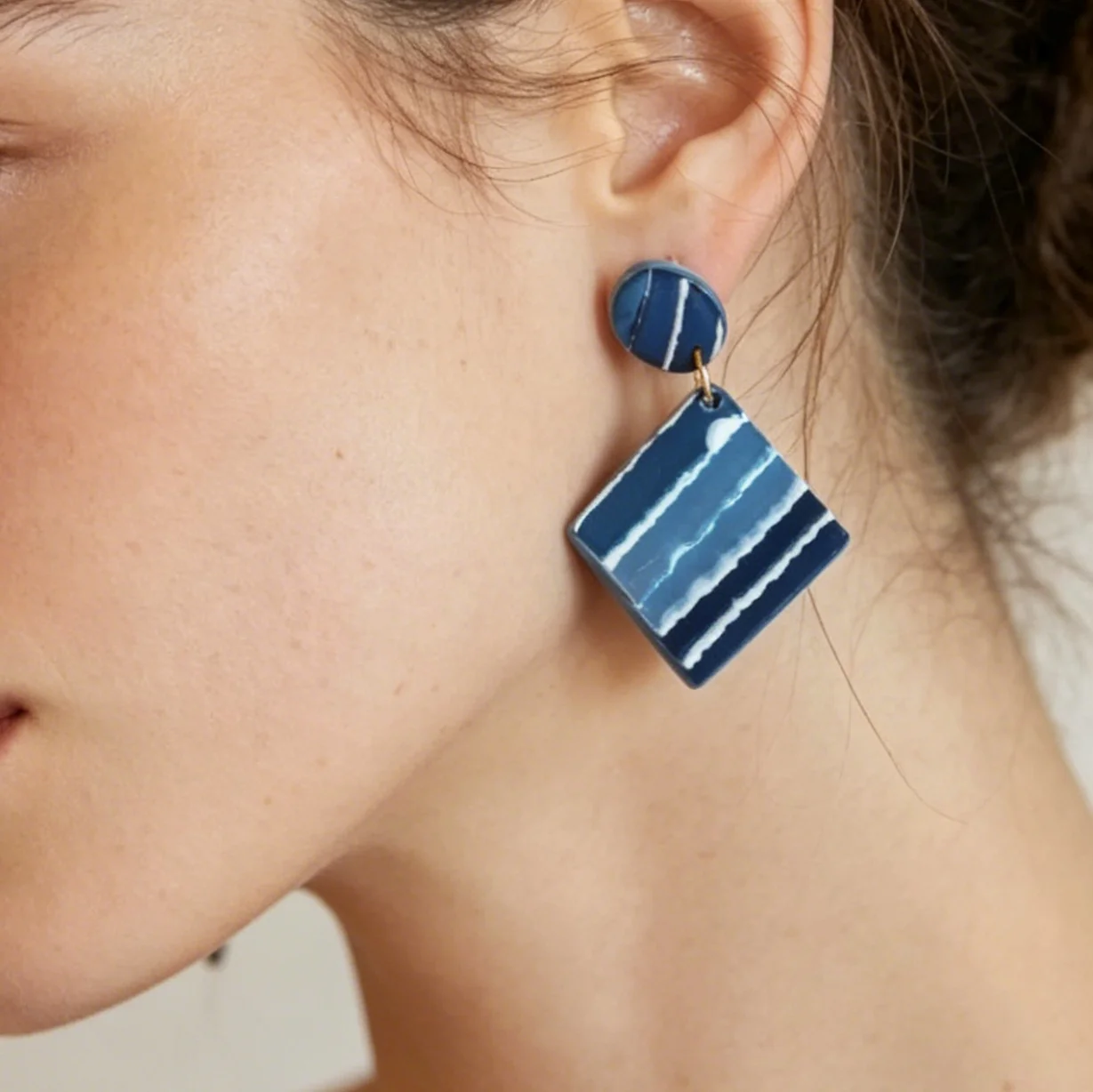 Rough Surface Mate Look Jean Color Small Sizes Polymer Clay Dangle Earrings Flower Studs Women's Accessories For Party Daily