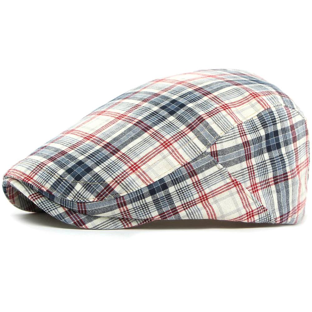 

HT4851 Berets Spring Summer Men Women Cap Vintage Plaid Artist Painter Beret Hat Male Female Ivy Flat Cap Adjustable Beret Caps