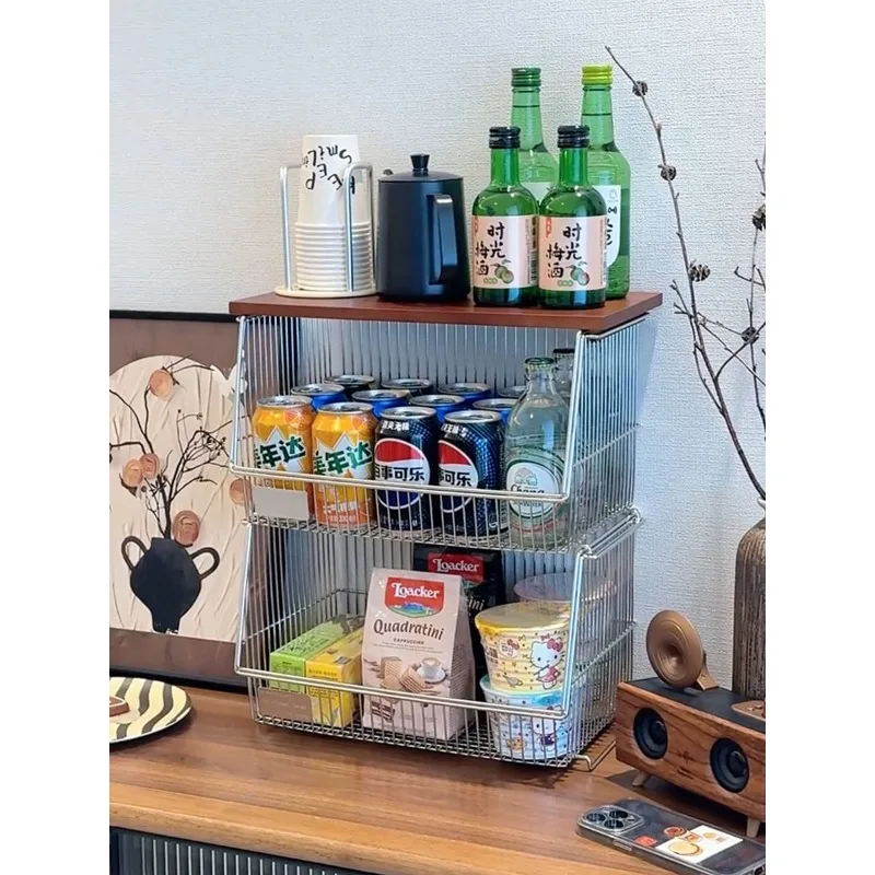 Table and countertop storage baskets, vintage coffee sideboard, snacks, fruit, kitchen miscellaneous racks, stainless steel stac