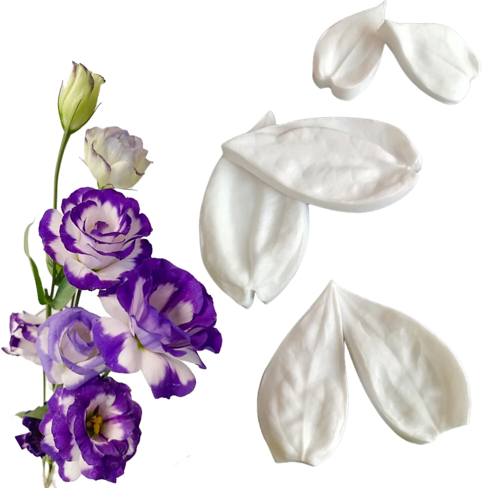 Eustoma Leaves Silicone Veiner Mold DIY Handmade Fondant Flower Polymer Clay Form Moulds Cake Decorating Tool Baking Accessories