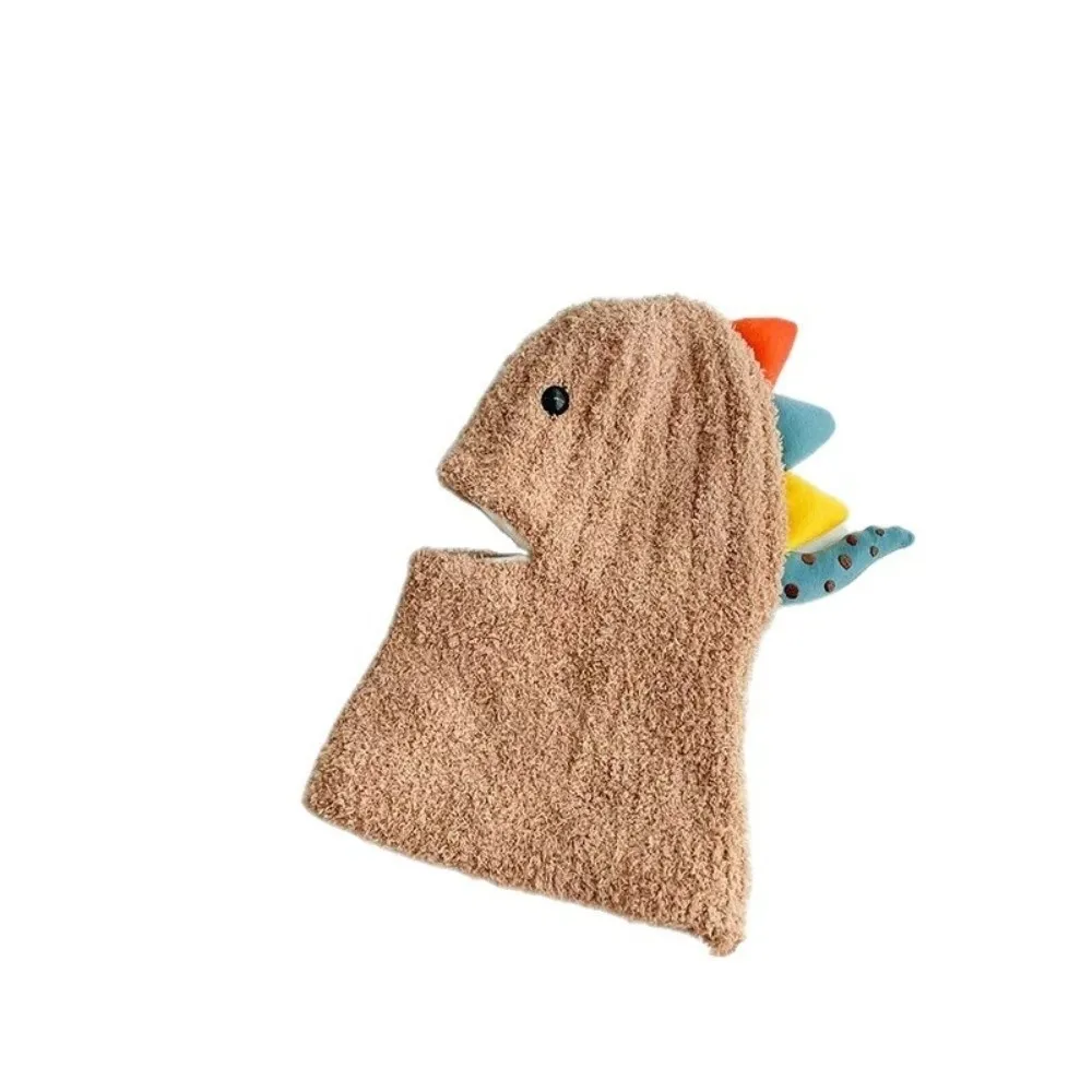 

New Cute Cartoon Dinosaur Ear Protection Cap Windproof Cold Proof Hat Scarf One-Piece Warm Pullover Hat Winter