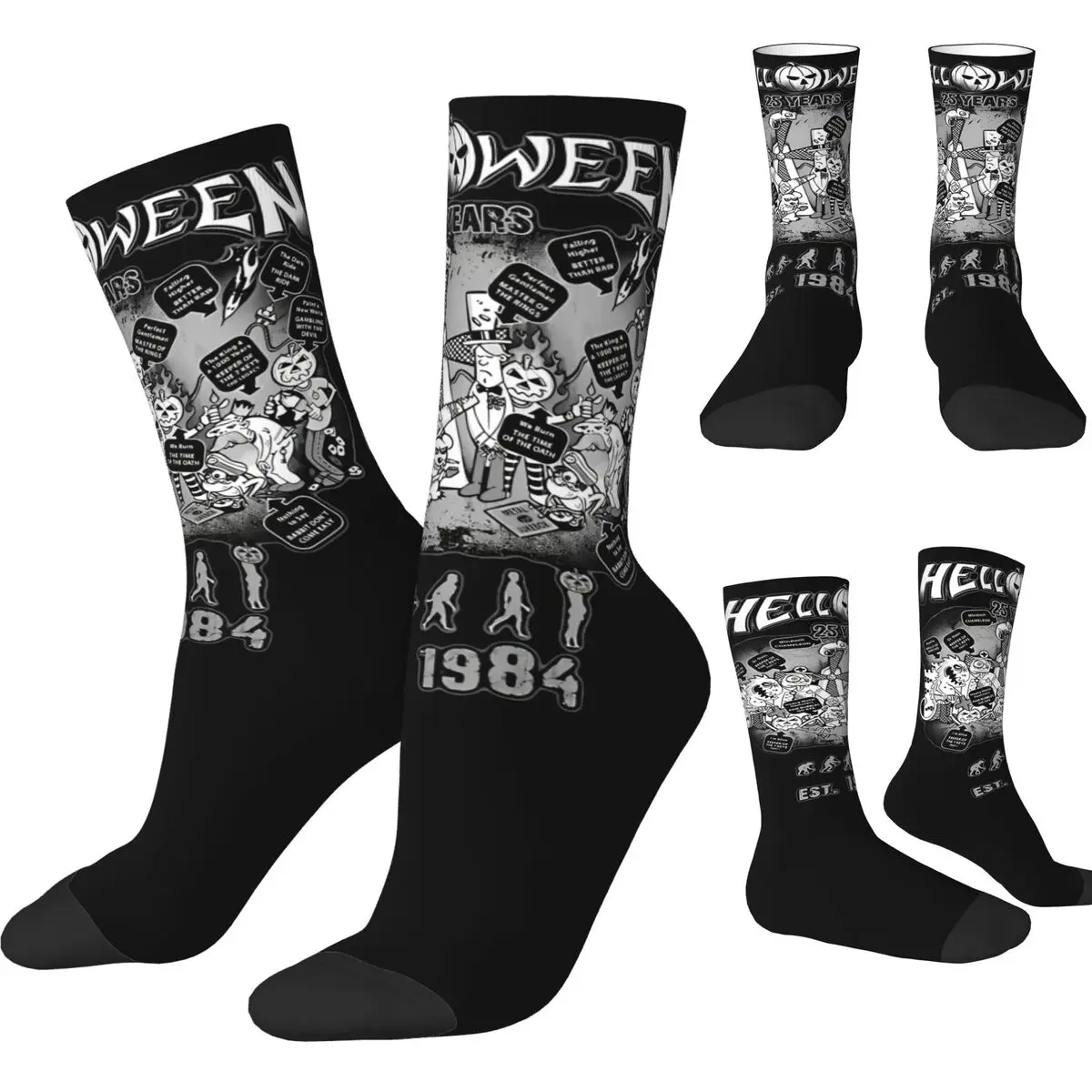 

Helloween Is A Power Metal Socks Modern Stockings Men's Soft Skateboard Socks Autumn Pattern Anti Bacterial Socks