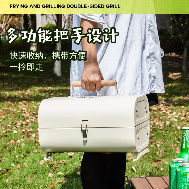 Barbecue Oven Household Grill Portable Outdoor Camping Non-smoking Grill Barbecue Cooking Appliances Double Sided Available view 4