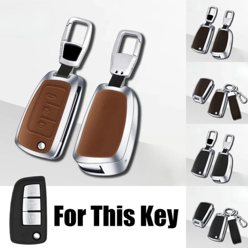 

A+ Zinc Alloy Leather Car Key Fob Case Cover For Nissan Kicks Rogue Sport Qashqai