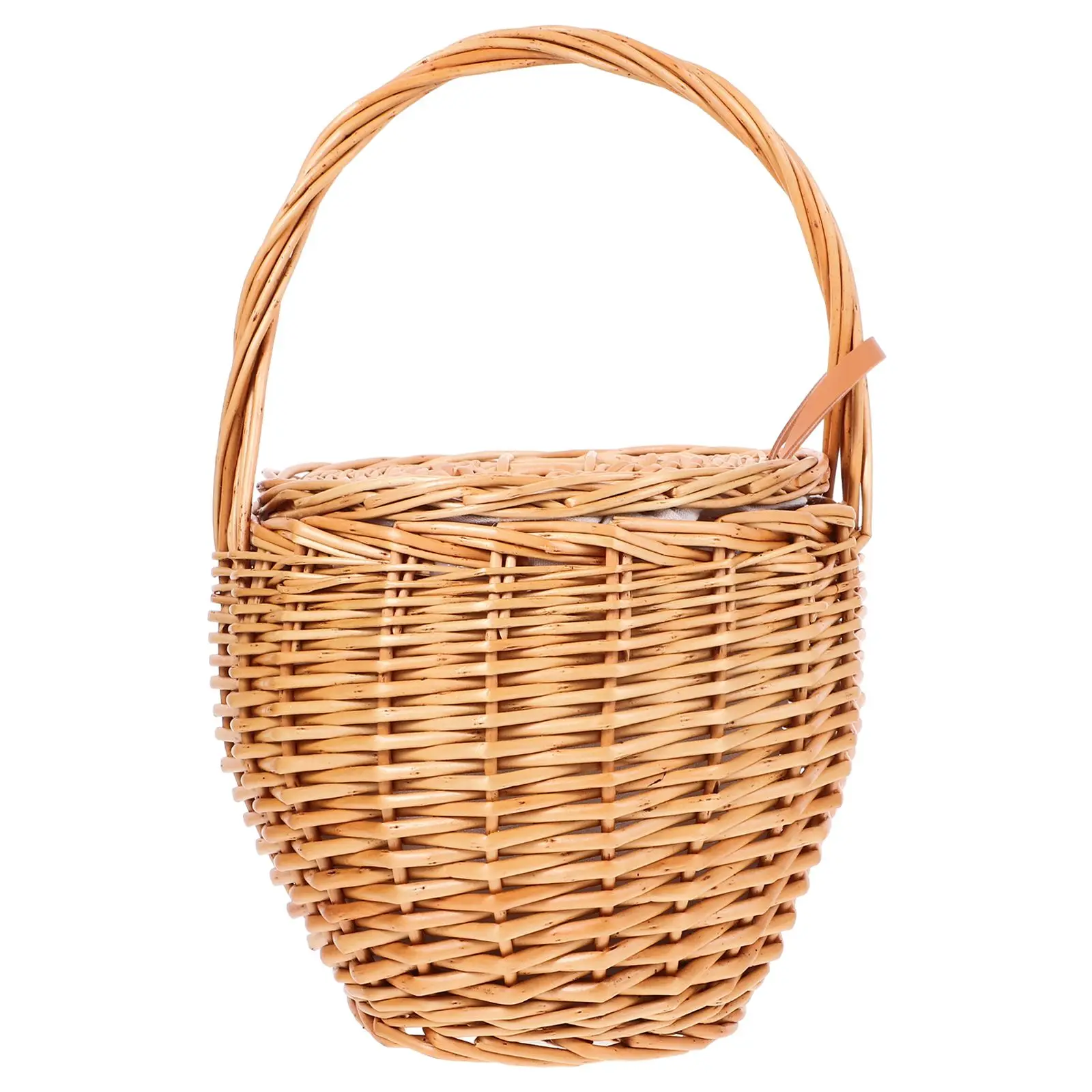 

Rattan Flower Basket Decorative Fold Wicker Household Storage Holder Wedding Girl Shopping