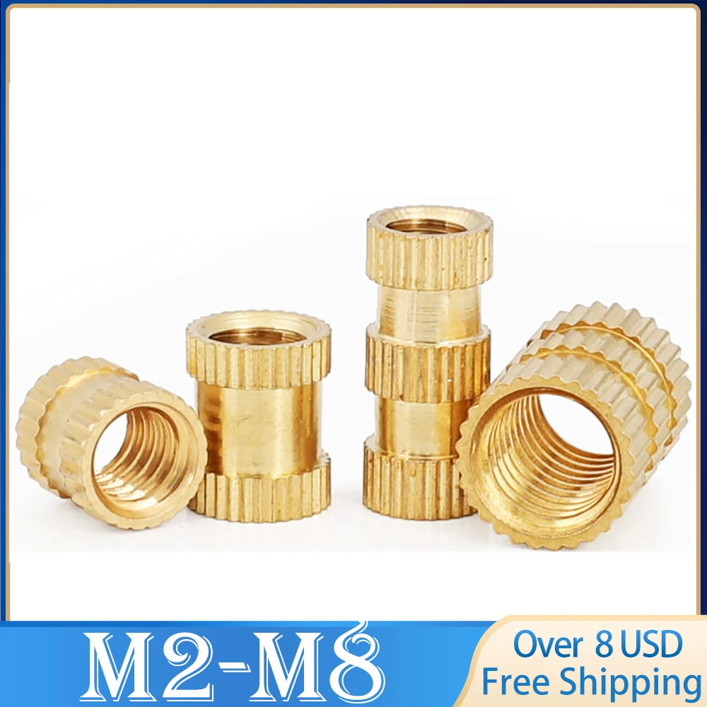 50pcs/lot M2 M2.5 M3 M4 M5 M6 M8 Brass Insert nut Injection Molding Brass Knurled Thread Inserts Nuts