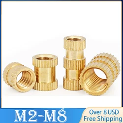50pcs/lot M2 M2.5 M3 M4 M5 M6 M8 Brass Insert nut Injection Molding Brass Knurled Thread Inserts Nuts