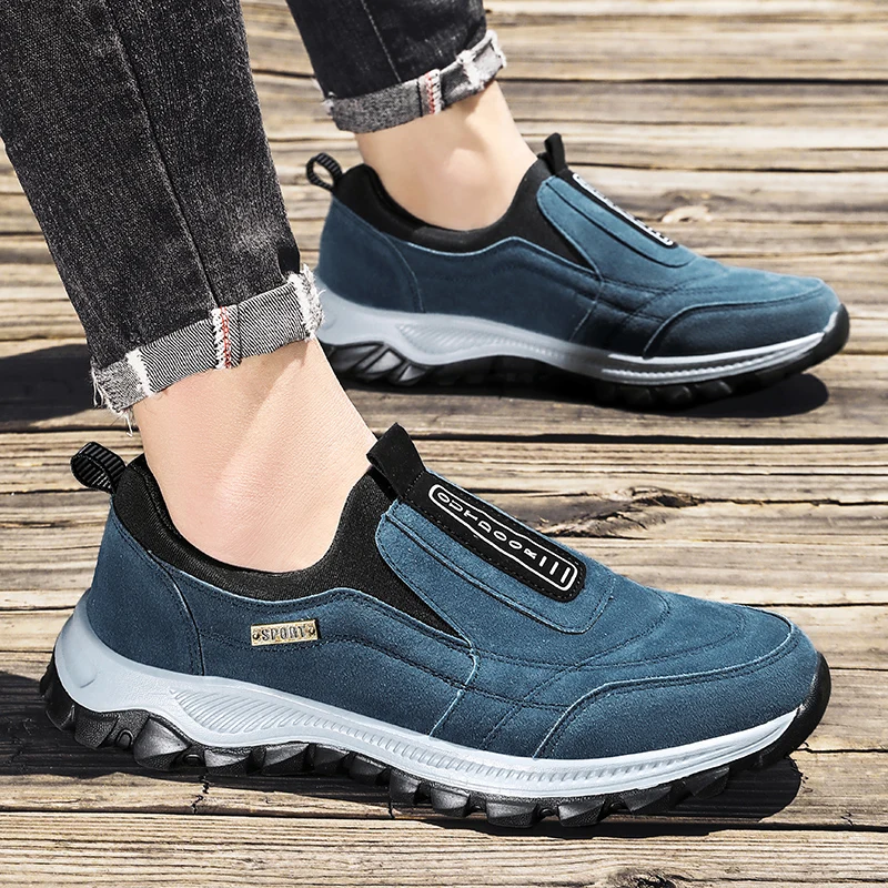 Sapatos masculinos de caminhada ao ar livre, calçados casuais, sapatos de caminhada respirável e antiderrapante, mocassins de inverno, novos