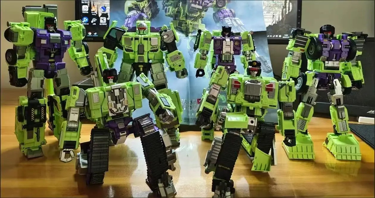 GIANT LEGION Hooker, bulldozer, grúa, remolque, pala, camión mezclador GLA-010203040506 Brinquedo transformable Devastator