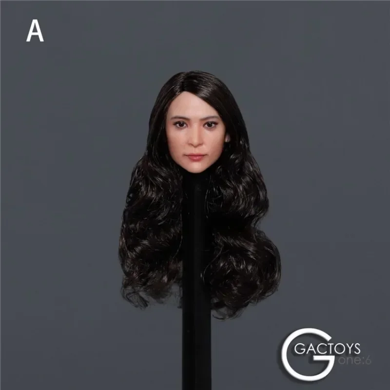 Asian Actress 1/6 Scale Li Bingbing Head Carving Black Long Curly Hair Head model for 12