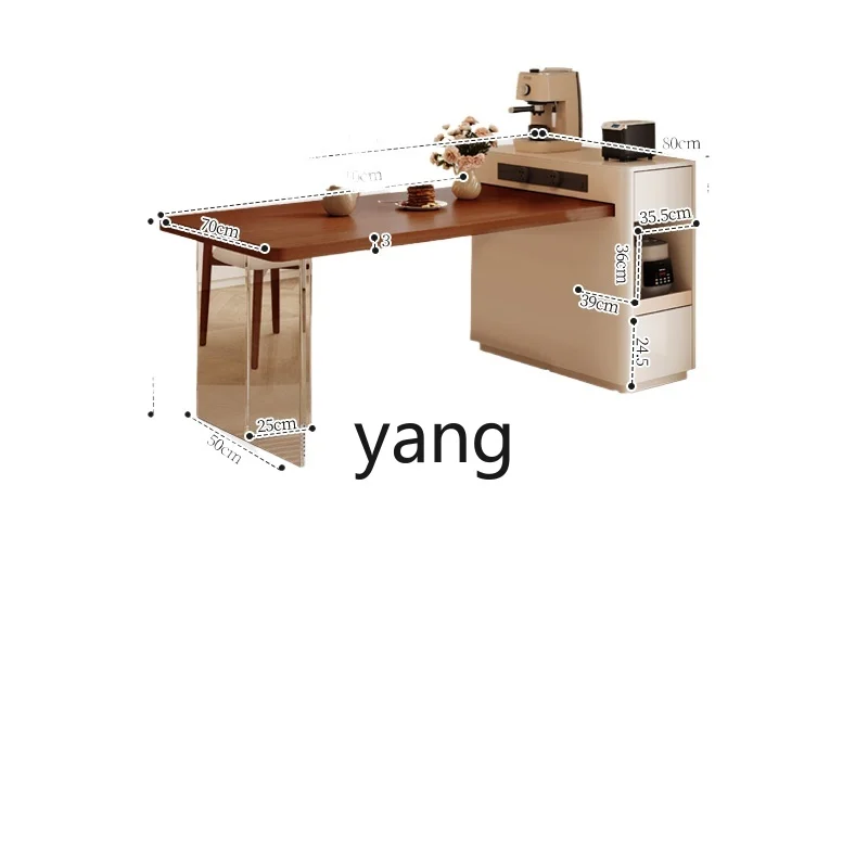 

LMM cream wind walnut island table integrated wind household small apartment retractable