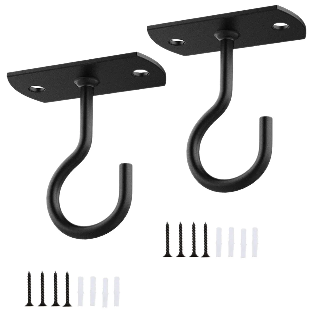 2pcs Heavy Duty Wall Hooks Iron Planter Bracket Outdoor Garden Light Hanger Simple Strong Decorative Kitchen Balcony Lantern