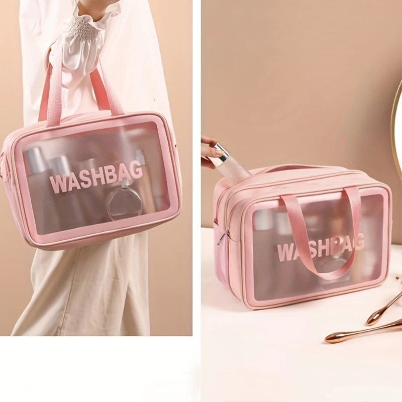 Wet Dry Separation PU Waterproof Wash Bag Semi Transparent Makeup Bag PVC Travel Bag Swimming and Toiletries Storage Bag