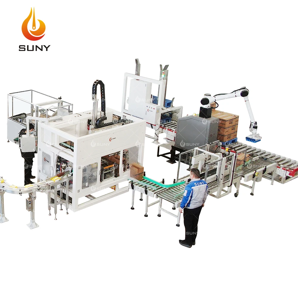 Automatic Packing Line Carton  Palletizer Strapping Machine Case Erector Pallet Wrapping Machine