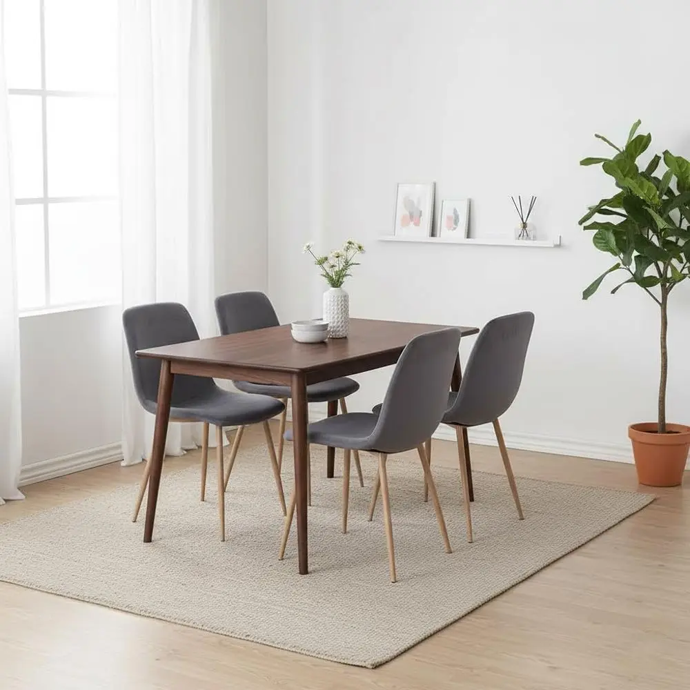 

Set of 4 Velvet Upholstered Dining Chairs with Metal Legs, Grey Accent Chairs for Kitchen or Living Room