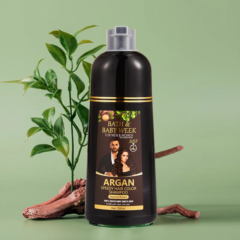 

500ml Instant Black Dye Shampoo Black Brown Hair Coloring Natural Herbal Ginseng Hair Repair Shampoo Grey White Hair Dyed Black