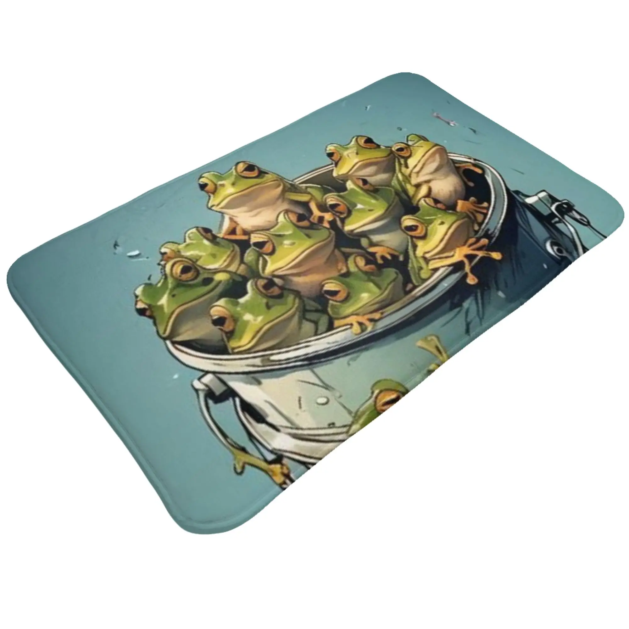 Bucket Full Of Cute Cartoon Frogs Art Non-slip Doormat Bath Mat  Welcome Indoor Home Decorative