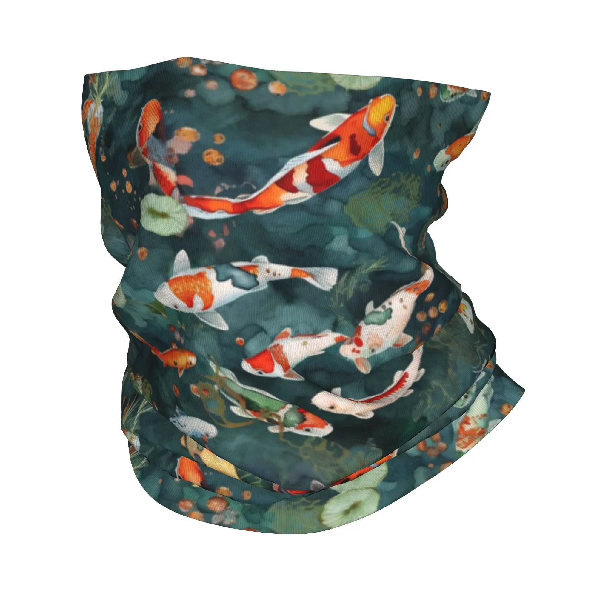 

Japanese Koi Carp Fish Pond Bandana Neck Cover Printed Wrap Mask Scarf Warm Face Mask Cycling Unisex Adult