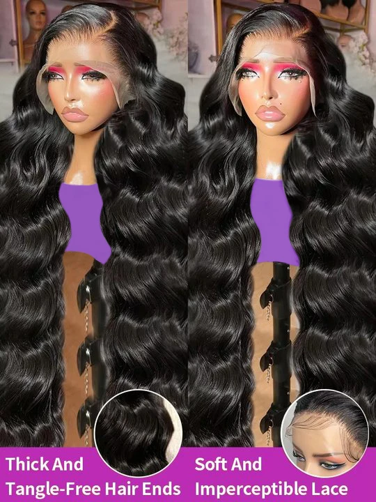 250%Density Body Wave Human Hair Wigs HD Transparent 13x6Lace Front Human Hair Wigs 30Inch Lace Front Wig Human Hair Pre Plucked image 3