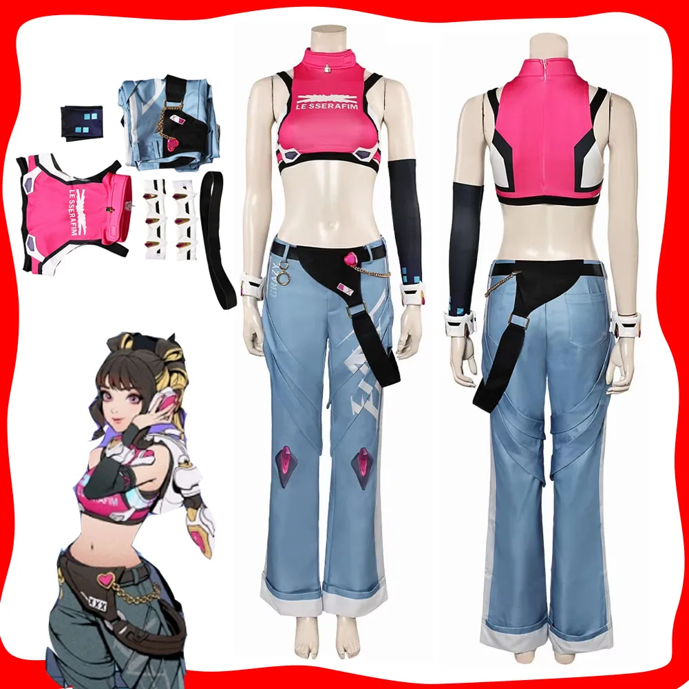 

OW Juno Cosplay Women Fantasy Vest Pants Costume Roleplay Game Clothes Disguise for Adult Female Halloween Carnival Party Suit