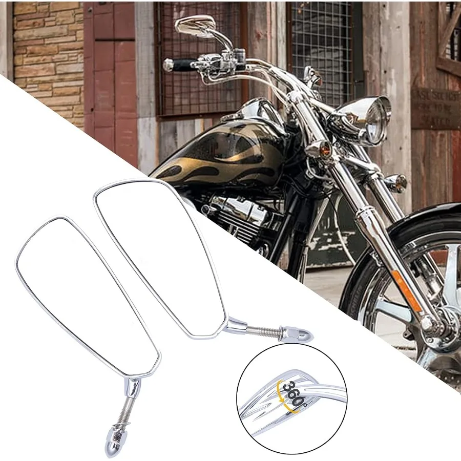 مرآة جانبية للدراجة النارية من الكروم لسيارة Road King Street Electra Glide Road Glide Dyna Softail بديلة لمرآة الرؤية الخلفية متوافقة