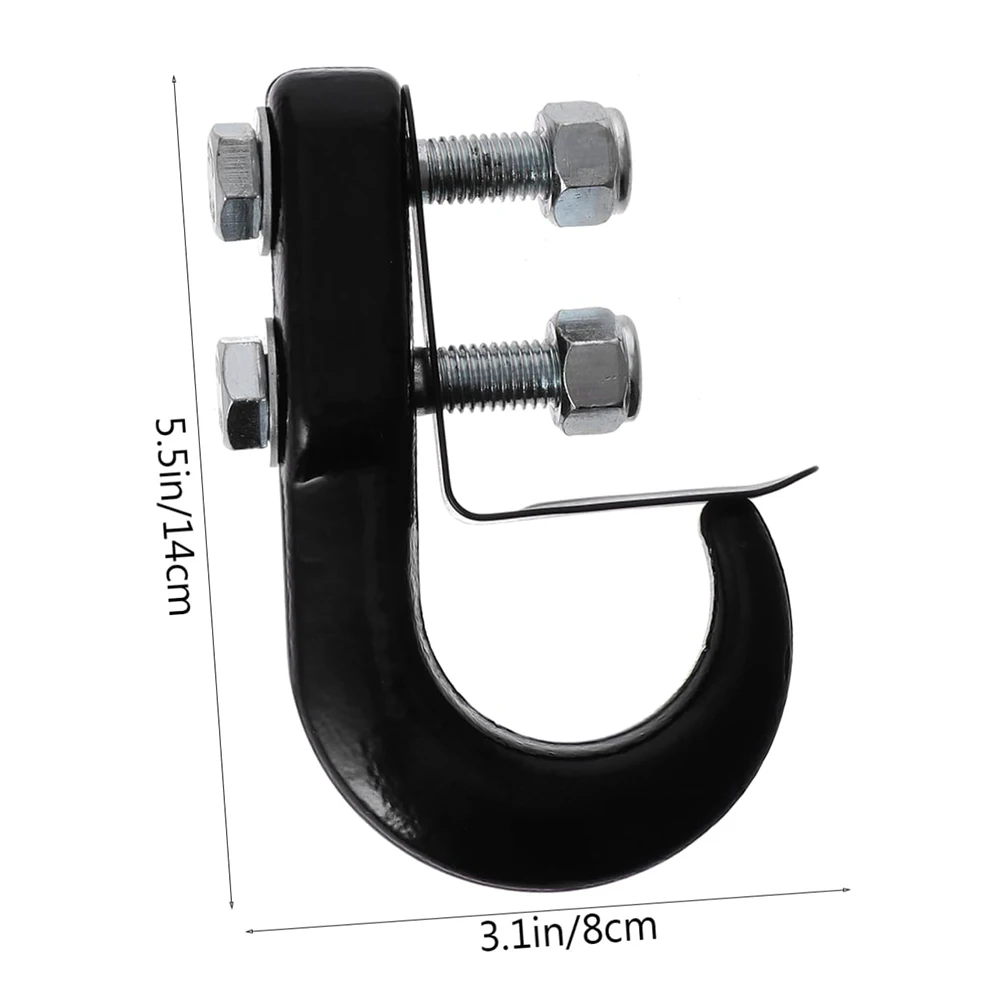 Bolt-On Black Steel Tow Hook with Spring Clip 10,000 lbs Capacity Heavy-Duty Car Trailer Hook Tow Hitch Bumper Trailer Accessory