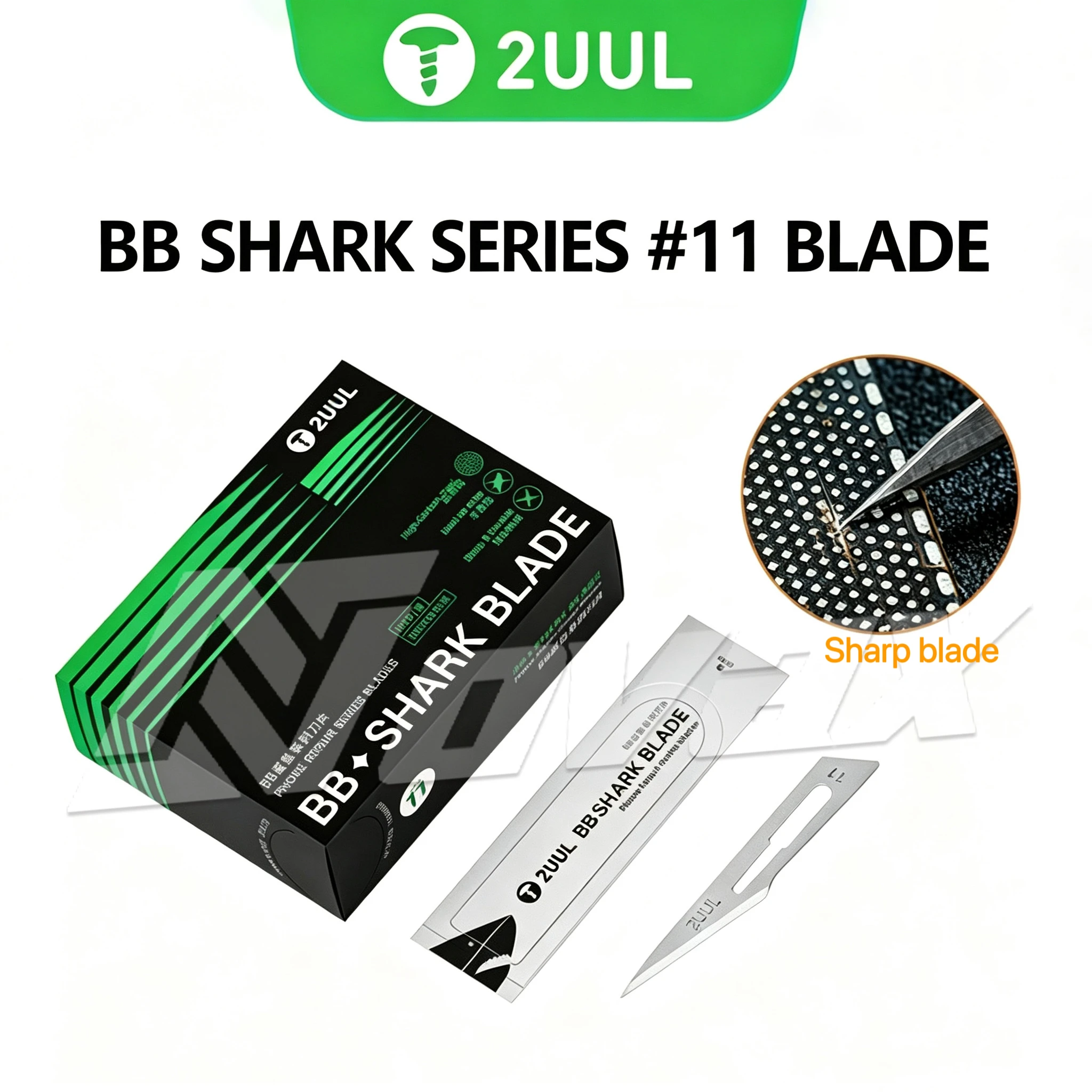 

2UUL DA18 BB Shark No.11 Blade High Carbon Steel Glue Removal, Cutting, Repair, Scratching Blade