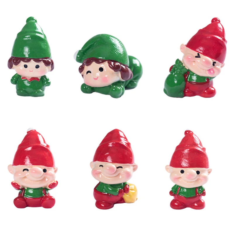 

6Pcs Mini Christmas Elf Character Ornament Home Desktop DIY Decoration Accessories Fairy Garden Moss Micro Landscape Decoration