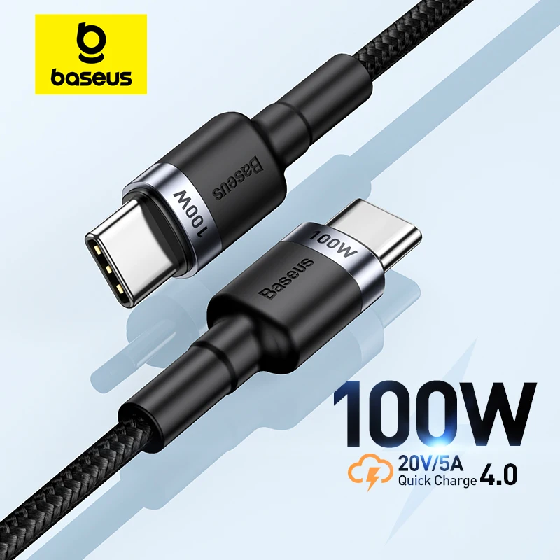 Cable Baseus USB tipo C a USB C para iPhone 15 100W/5A PD Cargador rápido para Macbook Xiaomi Samsung Tipo-C Cable