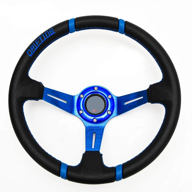 Universal 14 inch (350mm) Drift Racing Steering Wheel PVC Leather Sport Steering Wheel Red Spoke Mo20S02191-25