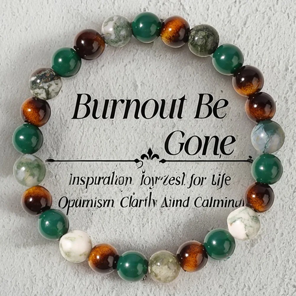 Burnout Relief Healing Crystal Bracelet | Agate & Tiger's Eye Beaded Bracelet for Daily Emotional Calm & Positive Energy