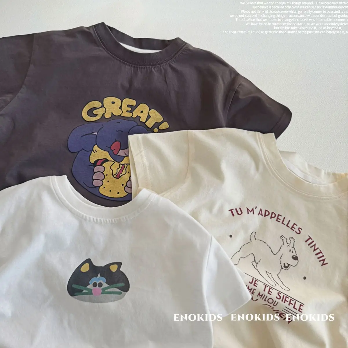 

2026 Summer New Children Short Sleeve T Shirts Cotton Boys Girls Cute Cartoon Print Tee Kids Versatile Casual Tops Baby T Shirt