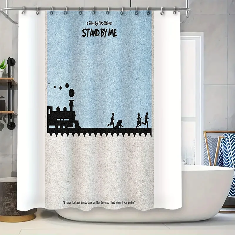 

Train Movie Shower Curtain Vintage Film Aesthetic Bathroom Decor Retro Poster Washroom Hanging Artistic Backdrop
