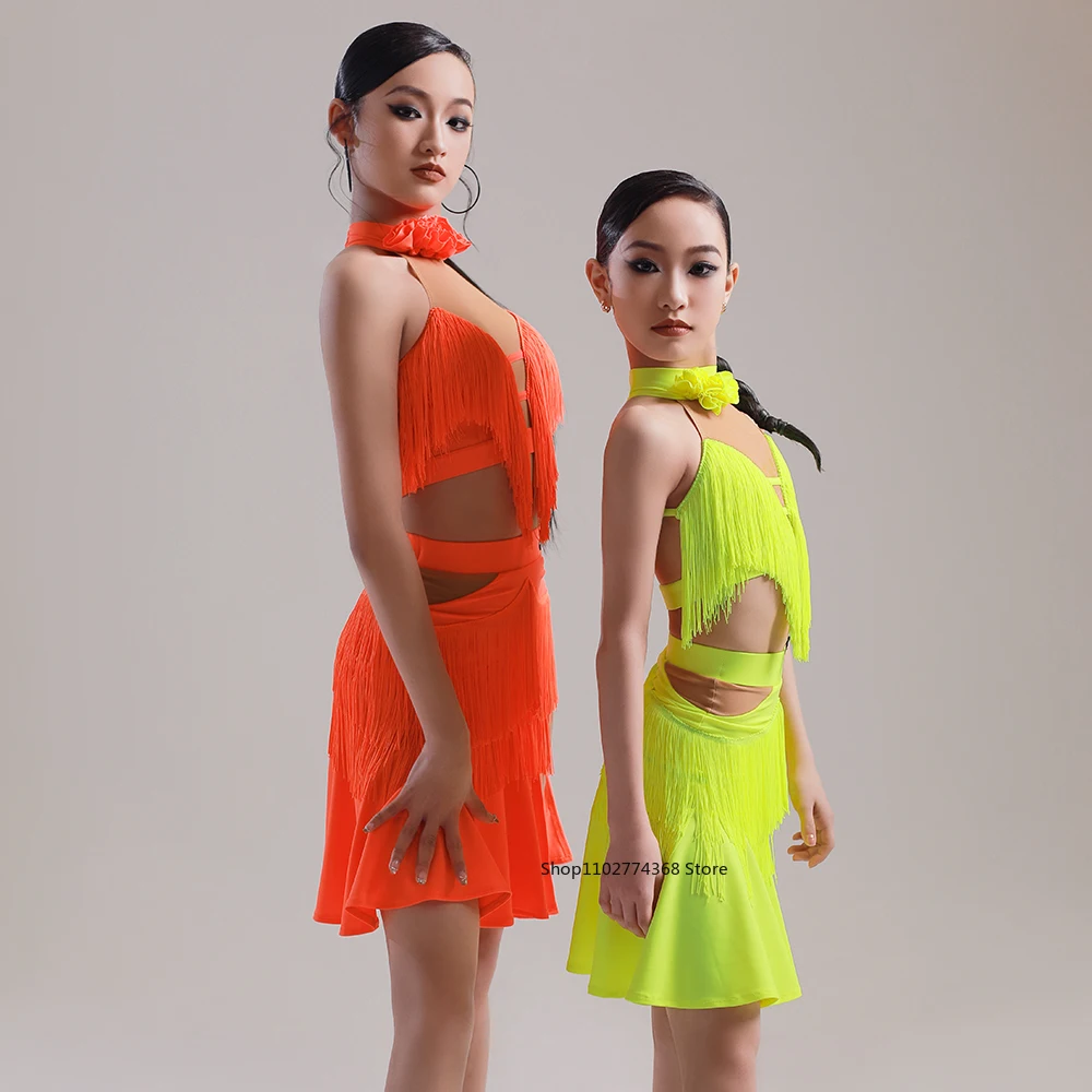 فستان لاتيني نسائي للتدريب الاحترافي، فستان شبكي من الشاش للفتيات، قاعة الرقص غير المنتظمة، فساتين قاعة الرقص القياسية