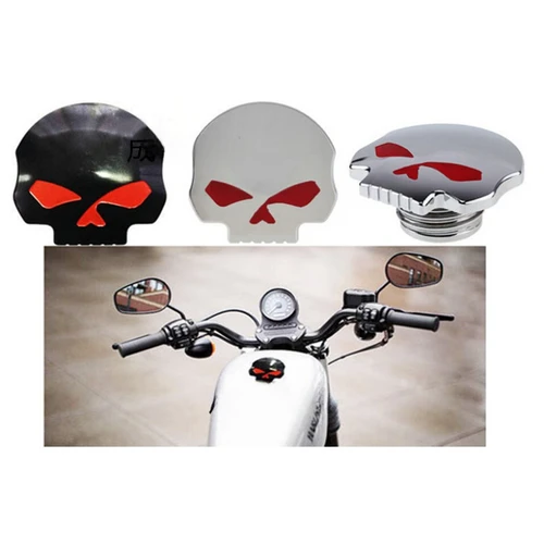 Imagen 2 del producto Tapa de tanque de combustible de calavera modificada para motocicleta XL883 XL1200 Dyna Fat Boy Breakout, accesorios Harley, tapa de tanque de combustible fresco de alta gama
