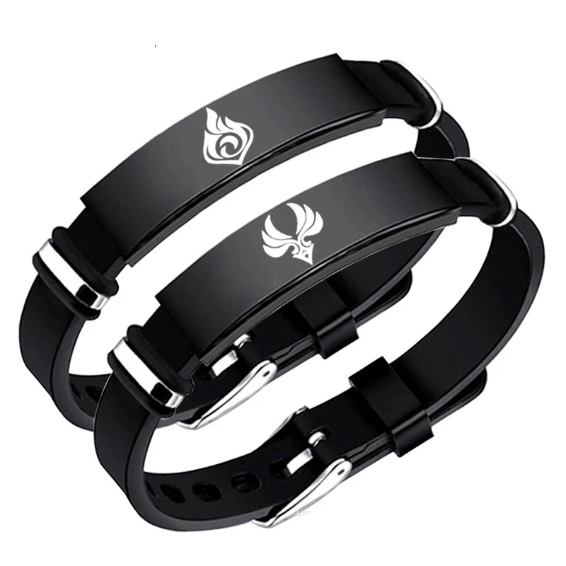 Stylish Trend Genshin Impact Bracelet Eye of God Vision Water Wind Thunder Fire Rock Ice Element Bangle Silicagel Gifts