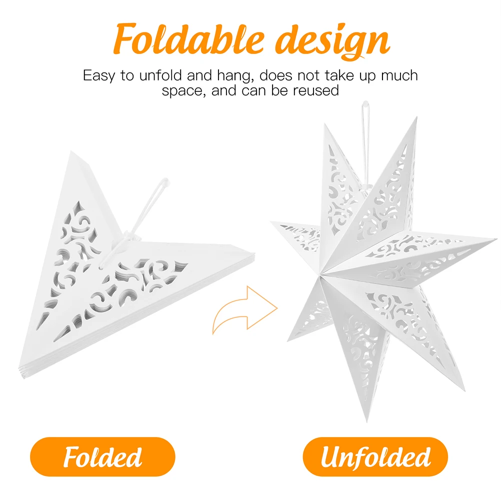 

2pcs Hollow Out Star Paper Lampshade Star Hanging Pendant Christmas Heptagram Ceiling light cover Xmas party Star lighting Decor